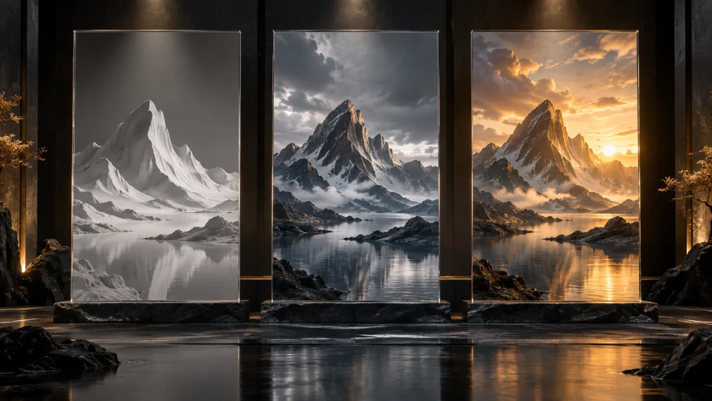 Paired visual frames showing a concept transformed through image editing